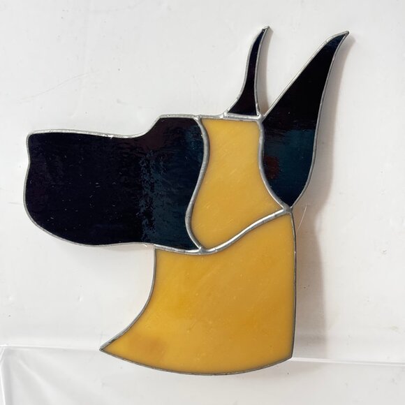 Stained Glass Suncatcher Ornament Fawn Great Dane Dog Yellowish-Tan Sand Black - Picture 1 of 8